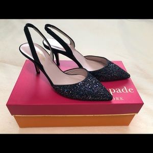 Kate Spade sling back glitter shoes